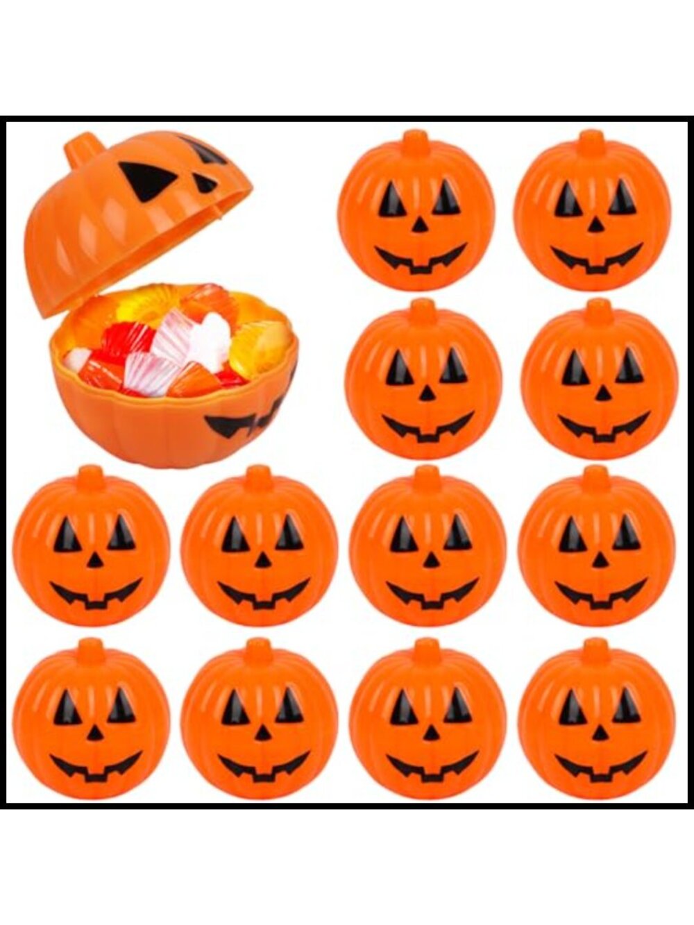 12pk Mini Plastic Pumpkin Candy Boxes Halloween Party Favors